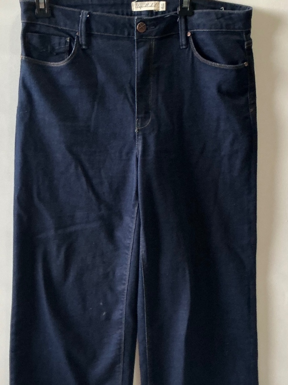 Unpublished deep indigo high rise wide leg crop denim 32